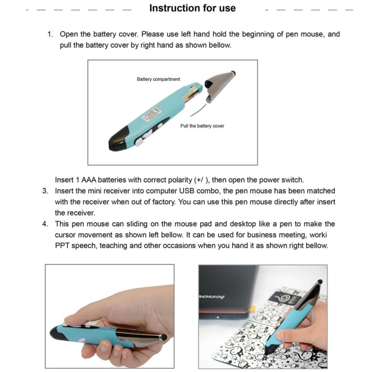 2.4GHz Innovative Pen-style Handheld Wireless Smart Mouse for PC Laptop(Red)