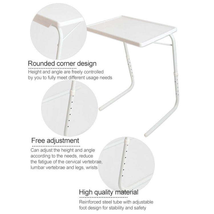 Plastic Pad Steel Tube Bracket Liftable Foldable Portable Multi-purpose Laptop Table, Adjustable Height: 52-72cm, Adjustable Angle: 30 Degrees / 60 Degrees / 90 Degrees(White)