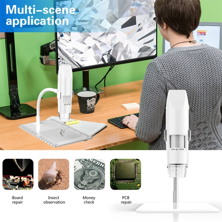 316 50-1000X Adjustable Smart Wifi USB Digital Microscope (White)
