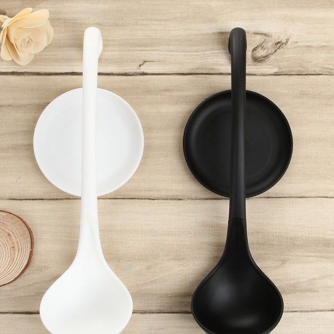 Stand Up Ladle Spoon with Tray for Home or Commercial Kitchen, Spoon Size: 28.5*8.2cm(Black)