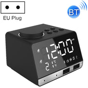 K11 Bluetooth Alarm Clock Speaker Creative Digital Music Clock Display Radio with Dual USB Interface, Support U Disk / TF Card / FM / AUX, EU Plug(Black)
