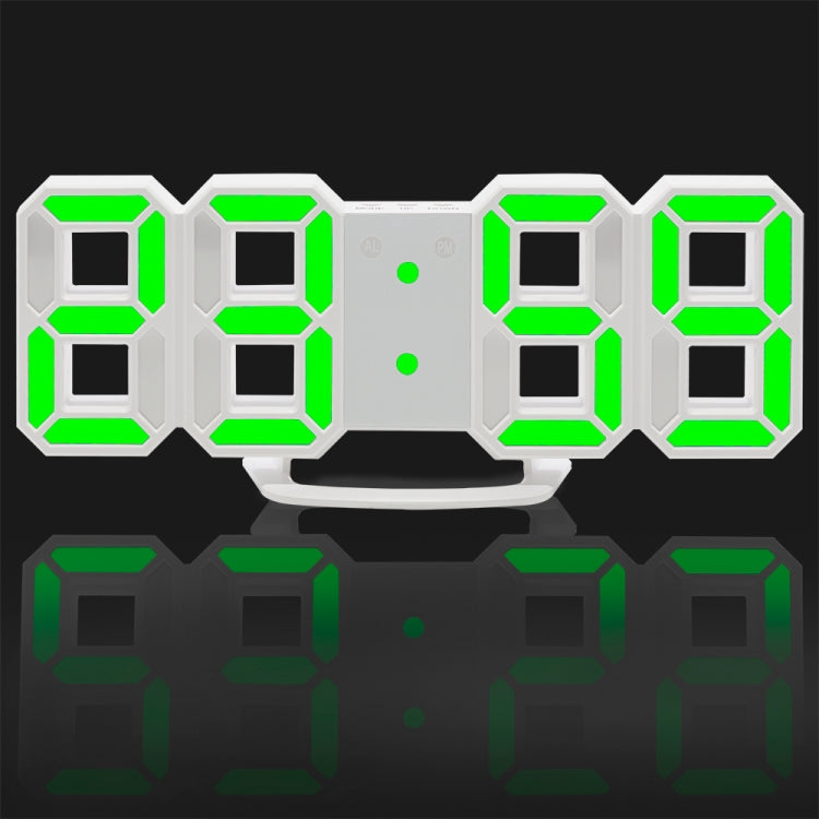 Multi-Function Large 3D LED Digital Wall Alarm Clock with Snooze Function, 12/24 Hours Display for Home, Kitchen, Office, DC 5V, CE Certificated(Green)