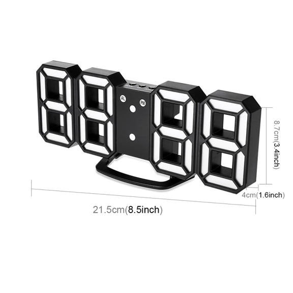 Multi-Function Large 3D LED Digital Wall Alarm Clock with Snooze Function, 12/24 Hours Display for Home, Kitchen, Office, DC 5V, CE Certificated(Blue)
