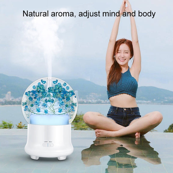 ML-824 100ML Gypsophila Flowers Aromatherapy Diffuser Air Humidifier with Colorful LED Light for Office / Home(Blue)
