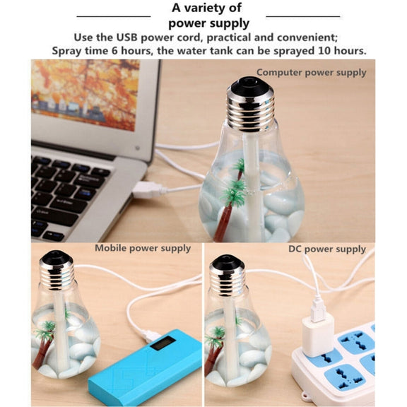 400ML Colorful Light Portable Bulb Shape Aromatherapy Air Purifier Humidifier for Home / Office / Car(Gold)