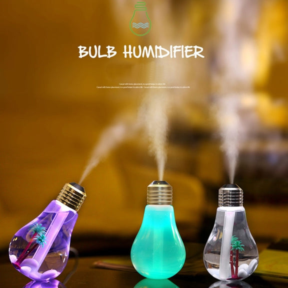 400ML Colorful Light Portable Bulb Shape Aromatherapy Air Purifier Humidifier for Home / Office / Car(Gold)