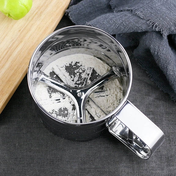 Manual Mesh Flour Sugar Powder Stainless Steel Hand Sifter Sieve Cup Baking Tool