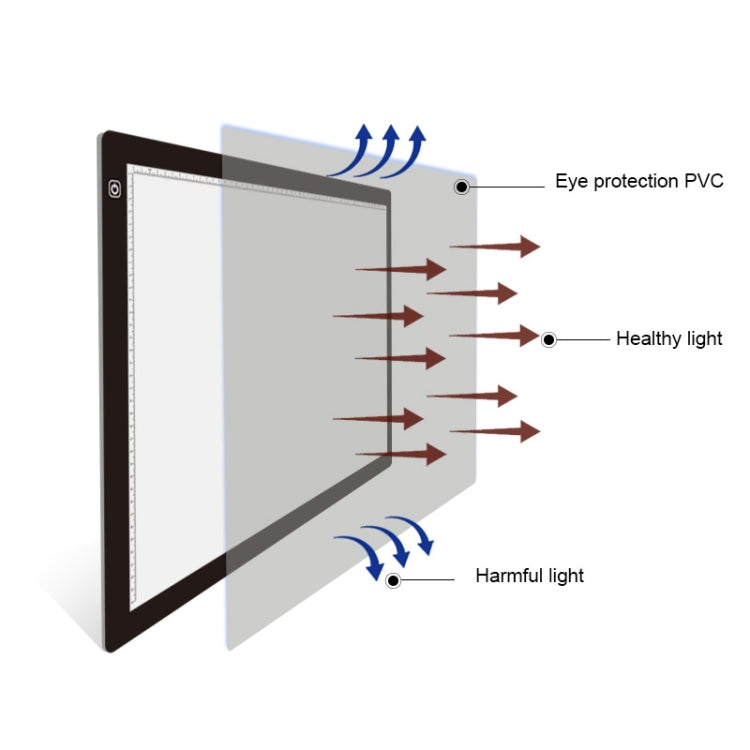 A2 Size 23W 12V  LED Three Level of Brightness Dimmable Acrylic Copy Boards for Anime Sketch Drawing Sketchpad, with Power Adapter