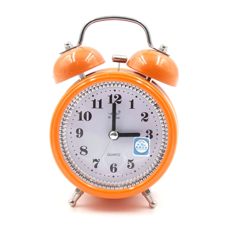 Fashion Mute Metal Alarm Clock with Night Light, Size: 12*8.5cm(Orange)