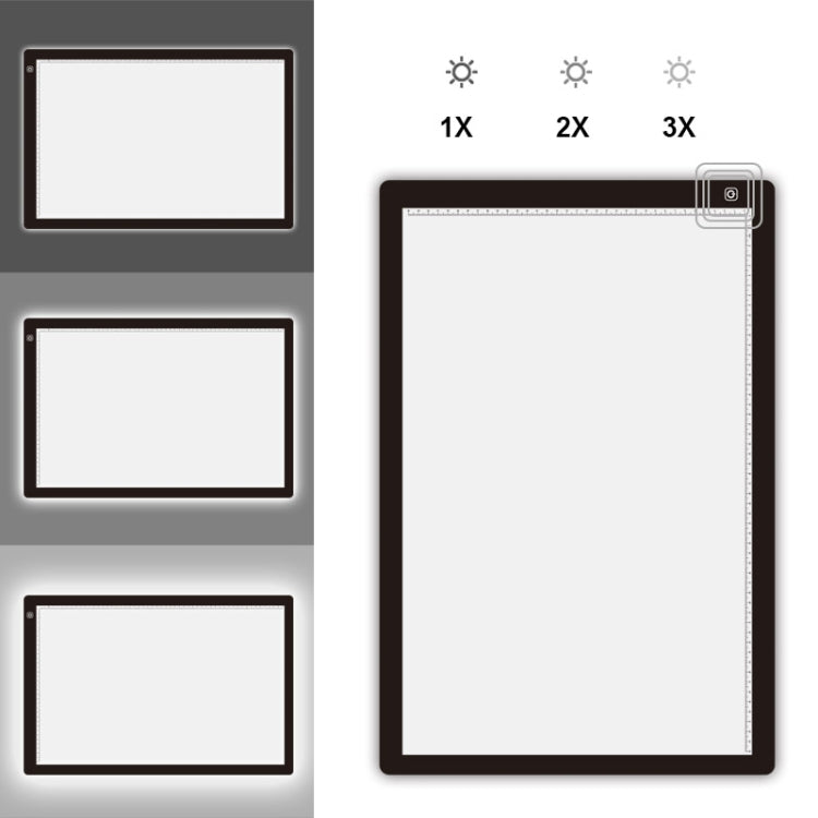 A4 Size LED Three Level of Brightness Dimmable Acrylic Copy Boards for Anime Sketch Drawing Sketchpad, with 1.5m USB Cable