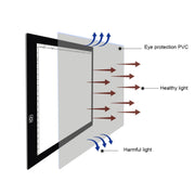 A4 Size LED Three Level of Brightness Dimmable Acrylic Copy Boards for Anime Sketch Drawing Sketchpad, with 1.5m USB Cable