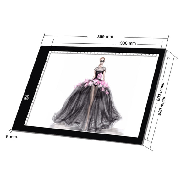 A4 Size LED Three Level of Brightness Dimmable Acrylic Copy Boards for Anime Sketch Drawing Sketchpad
