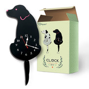 Home Office Bedroom Decoration Battery Operated Dog Shaped Wall Clock with Swinging Tails, Size : 42 x 18cm (Black)