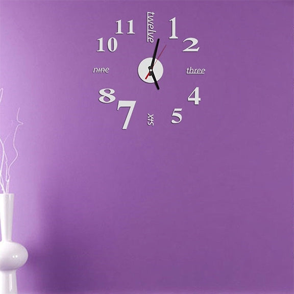 Lovelife WC37130 Acrylic English Digital DIY Stereo Wall Clock Wall Stick Clock (White)
