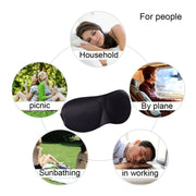 3D Portable Shading Sleep Rest Aid Cover Eye Patch Sleeping Mask Female Cute Eye Mask(Black)