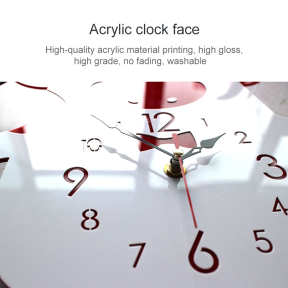 Creative Home Office Bedroom Decoration Cow Swing Acrylic Wall Clock (Red)