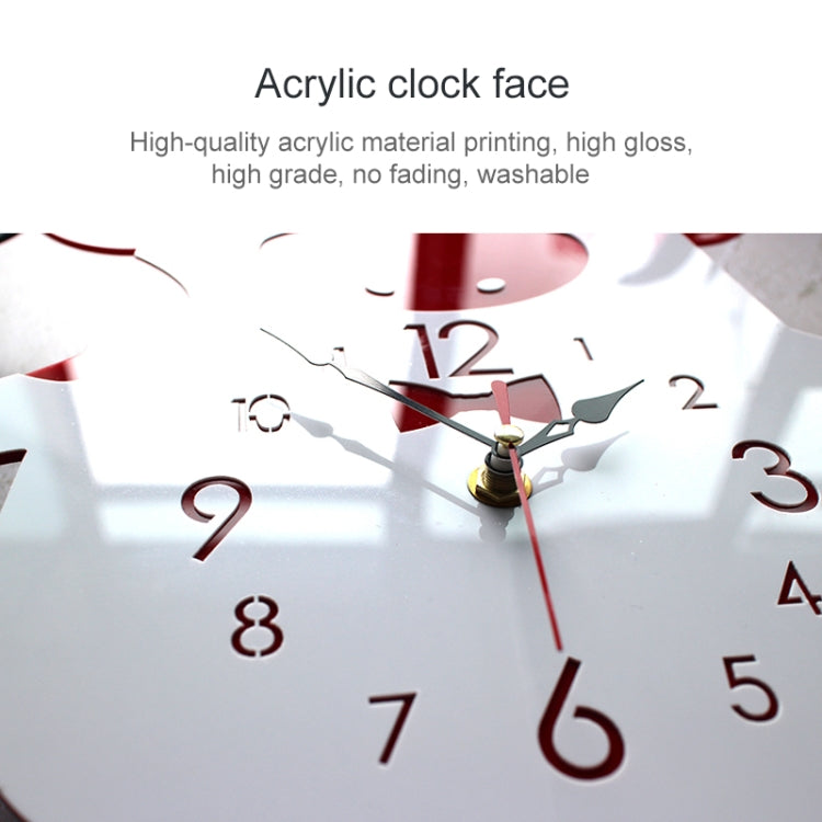 Creative Home Office Bedroom Decoration Cow Swing Acrylic Wall Clock (Red)