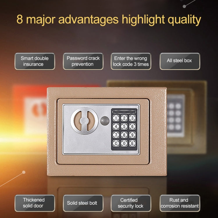 17E Home Mini Electronic Security Lock Box Wall Cabinet Safety Box without Coin-operated Function(Bronze)