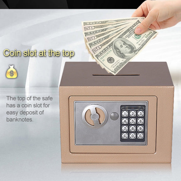 17E Home Mini Electronic Security Lock Box Wall Cabinet Safety Box with Coin-operated Function(Bronze)