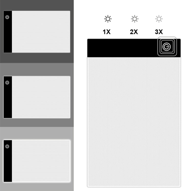 A5 Size Ultra-thin USB Three Level of Brightness Dimmable Acrylic Copy Boards Anime Sketch Drawing Sketchpad, with USB Cable & Plug