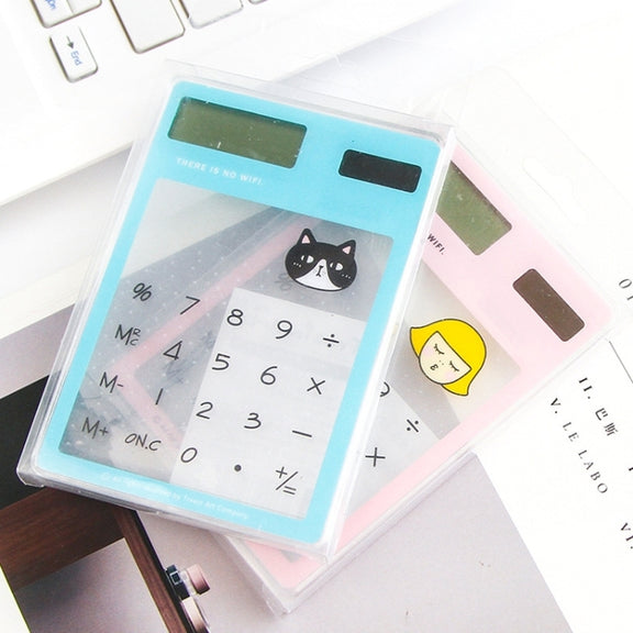 8 Digits LED Screen Calculator with Transparent Touch Pad & Solar Panel, Random Color Delivery