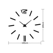 39 inch Bedroom Home Office Decoration Modern Frameless Large DIY 3D Mirror Wall Sticker Mute Clock(Black)