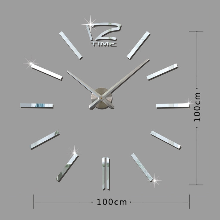 39 inch Bedroom Home Office Decoration Modern Frameless Large DIY 3D Mirror Wall Sticker Mute Clock(Silver)