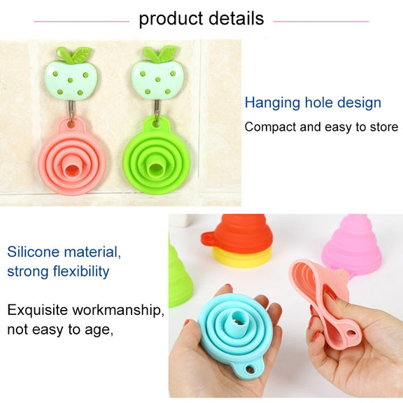 Mini Silicone Foldable Telescopic Funnel Random Color Delivery