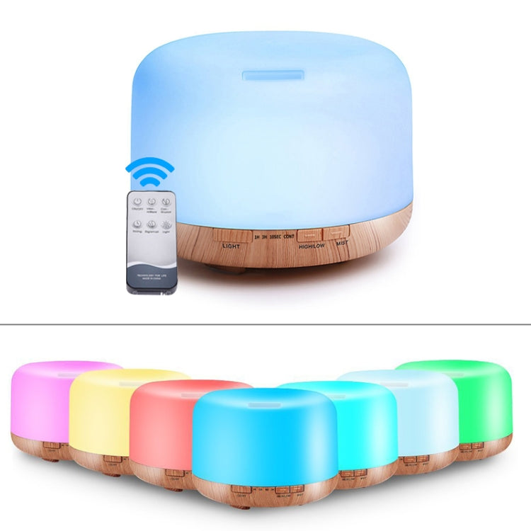 T500 Remote Control Wood Pattern Air Humidifier Automatic Alcohol Sprayer Essential Oil Diffuser Ultrasonic Mist Maker Ultrasonic Aroma Diffuser Atomizer Color LED, Capacity: 500ml, DC 24V, US Plug
