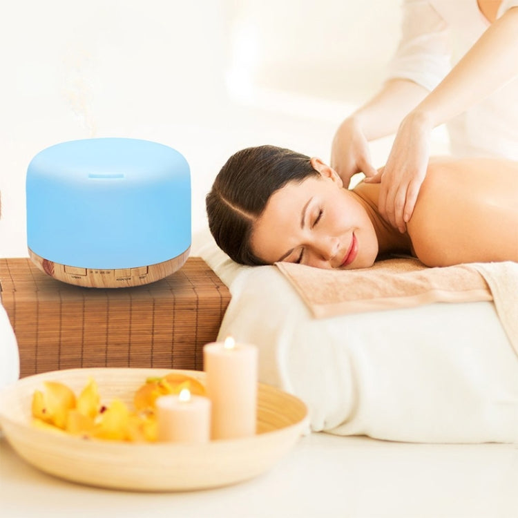 T500 Remote Control Wood Pattern Air Humidifier Automatic Alcohol Sprayer Essential Oil Diffuser Ultrasonic Mist Maker Ultrasonic Aroma Diffuser Atomizer Color LED, Capacity: 500ml, DC 24V, US Plug