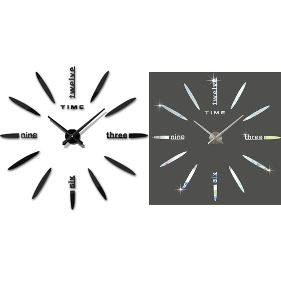 Bedroom Home Decor Large 3D Mirror DIY Wall Sticker Clock, Size: 100*100cm(Black)