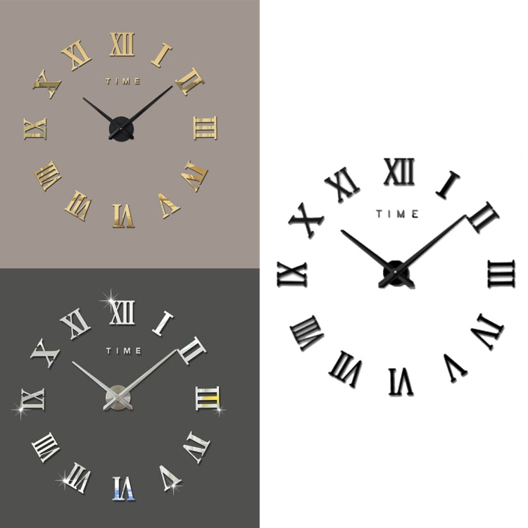 Bedroom Home Decoration Frameless Roman Numeral Large DIY Wall Sticker Mute Clock, Size: 100*100cm(Silver)