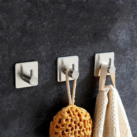 Stainless Steel Cylinder Hanger Bathroom Non-perforated Storage Clothes Hook, Size:14mm (Silver)