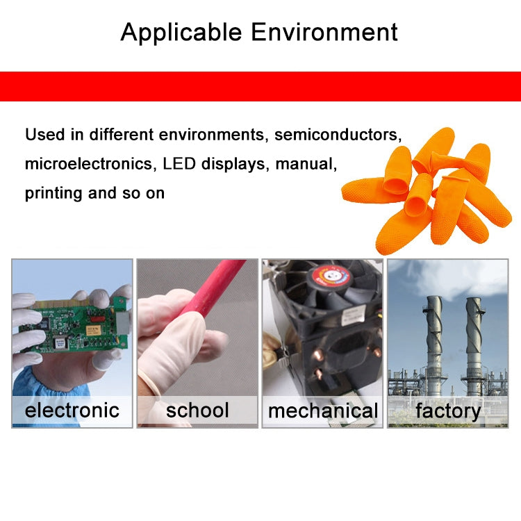 100pcs / Pack Antistatic Antislip Durable Fingertips Latex Protective Gloves, Size: M, 2.6*6.3cm(Orange)