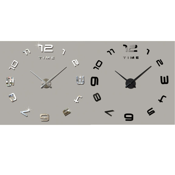 Bedroom Home Office Decoration Modern Frameless Large Number DIY 3D Mirror Wall Sticker Quiet Clock, Size: 100*100cm(Silver)