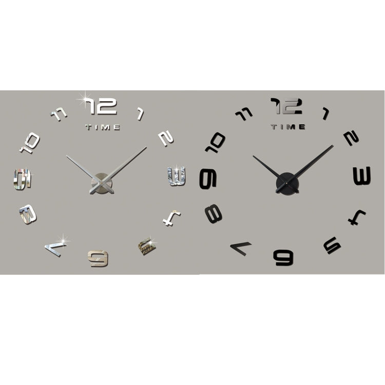 Bedroom Home Office Decoration Modern Frameless Large Number DIY 3D Mirror Wall Sticker Quiet Clock, Size: 100*100cm(Black)