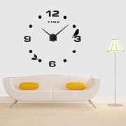Bedroom Home Office Decoration Frameless Large Size DIY 3D Mirror Surface Wall Stickers Quiet Clock, Size: 100*100cm(Black)