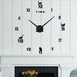 Home Office Decor Frameless Cat Shape Large Size DIY 3D Mirror Surface Wall Stickers Mute Clock, Size: 100*100cm(Black) - DIY Clocks by PMc TechLife | Online Shopping South Africa | PMc TechLife | Buy Now Pay Later Mobicred
