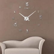 Home Office Decor Frameless Cat Shape Large Size DIY 3D Mirror Surface Wall Stickers Mute Clock, Size: 100*100cm(Silver)