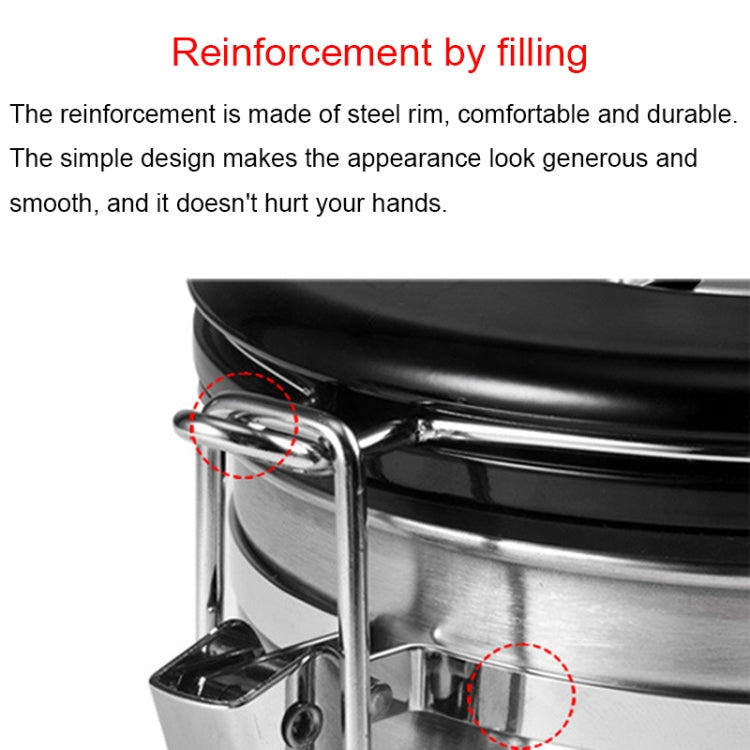 1200ml Stainless Steel Sealed Food Coffee Grounds Bean Storage Container with Built-in CO2 Gas Vent Valve & Calendar (Black)
