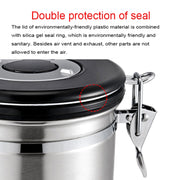 1200ml Stainless Steel Sealed Food Coffee Grounds Bean Storage Container with Built-in CO2 Gas Vent Valve & Calendar (Blue)