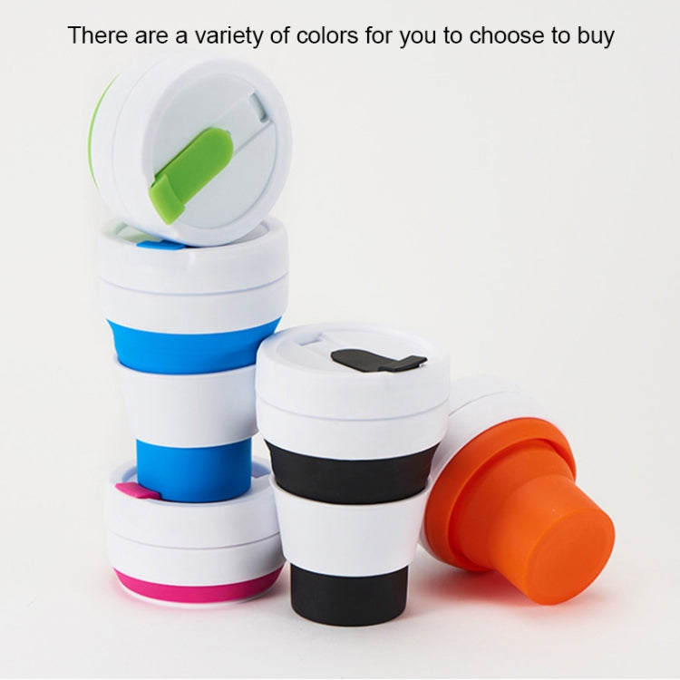 350ml Outdoor Pocket-Sized Coffee Tea Collapsible Travel Mug Silicone Cup with Lid(Black)