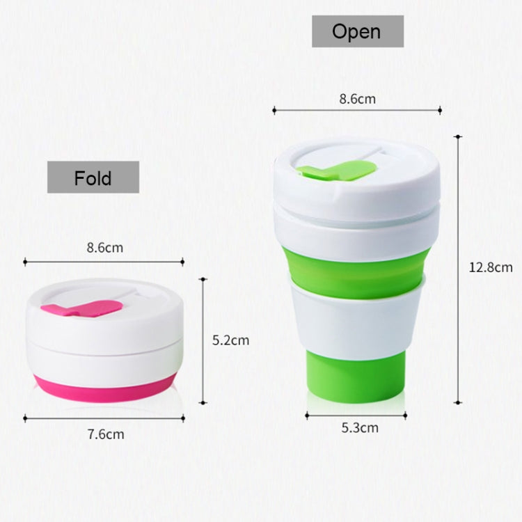 350ml Outdoor Pocket-Sized Coffee Tea Collapsible Travel Mug Silicone Cup with Lid(Black)