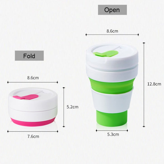 350ml Outdoor Pocket-Sized Coffee Tea Collapsible Travel Mug Silicone Cup with Lid (Blue)
