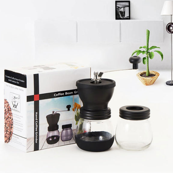 Portable Conical Burr Mill Manual Spice Herbs Hand Grinding Machine Coffee Bean Grinder with Seal Pot