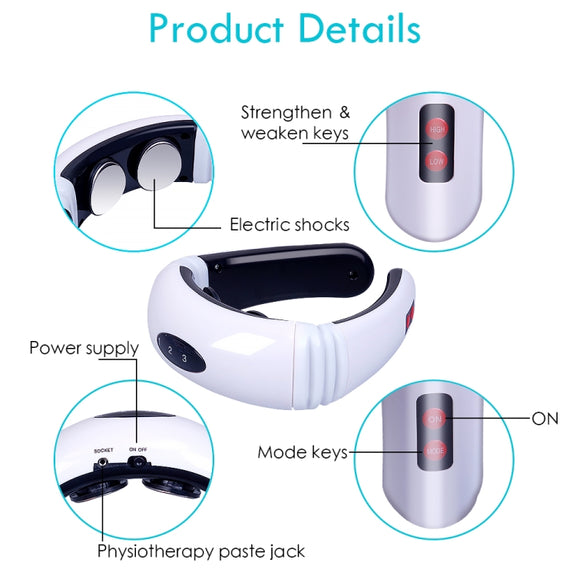 Household Electric Pulse Shock Neck Massager Intelligent Body Massager, Battery Powered (Not Include Battery)