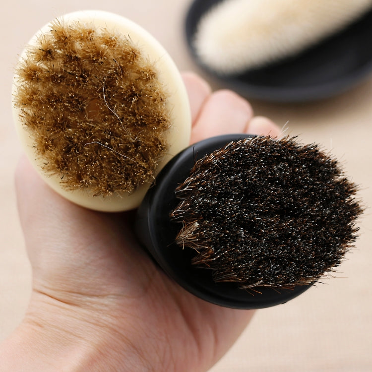 Men Ring Design Portable Boar Brush White ABS Haircut Cleaning Shaving Brush(White)