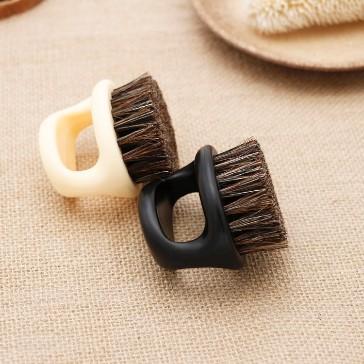 Men Ring Design Portable Boar Brush White ABS Haircut Cleaning Shaving Brush(White)