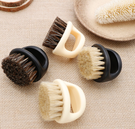 Men Ring Design Portable Boar Brush White ABS Haircut Cleaning Shaving Brush(White)
