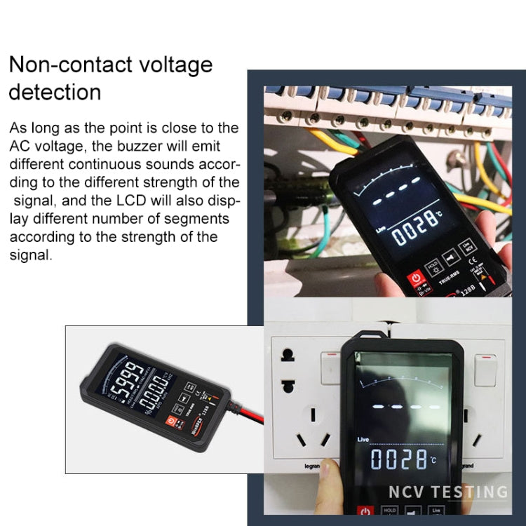HY128B Reverse Display Screen Ultra-thin Touch Smart Digital Multimeter Fully Automatic High Precision True Effective Value Multimeter
